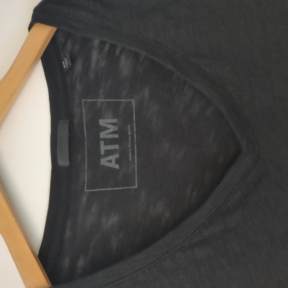 ATM V-Neck Black Soft Stretchy Closet Staple Women's Black Tee Short Sleeve M - Picture 5 of 7